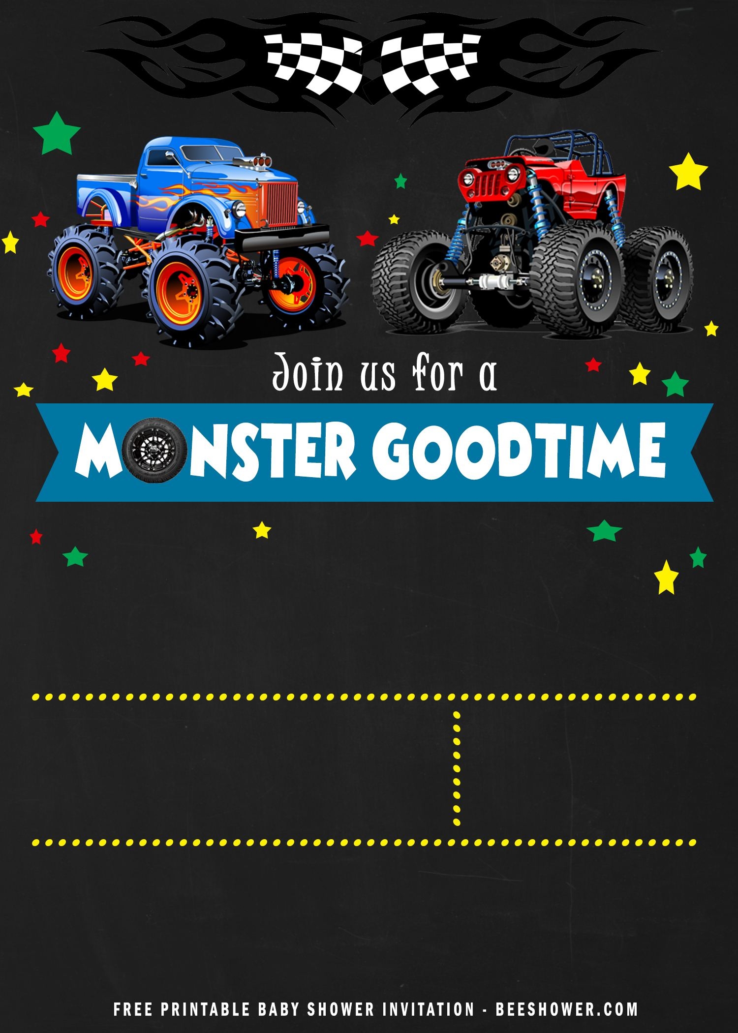 monster truck invitation templates