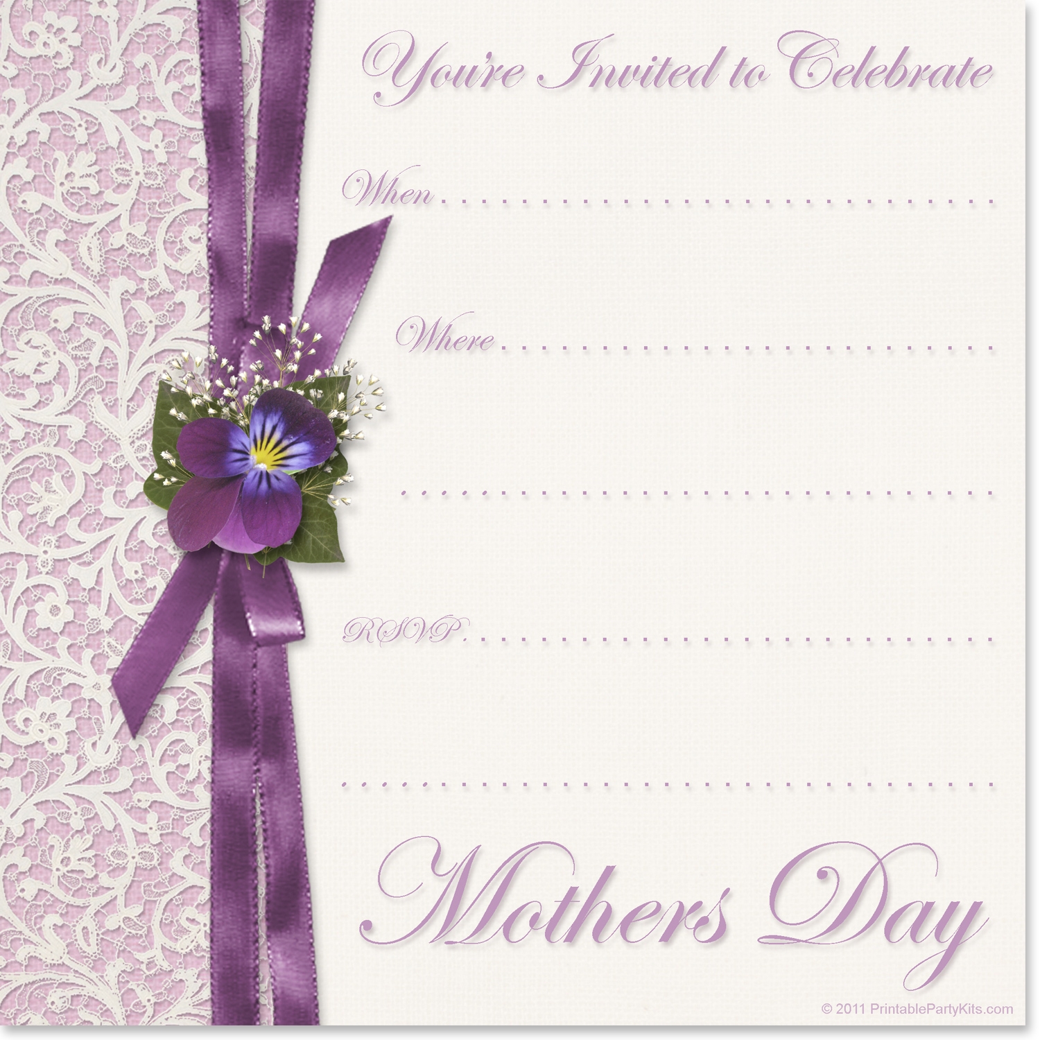 Free Printable Mothers Day Invitation Template Templates Printable