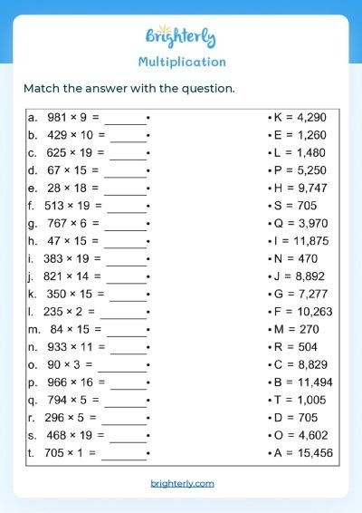 multiplication worksheets for 5th graders