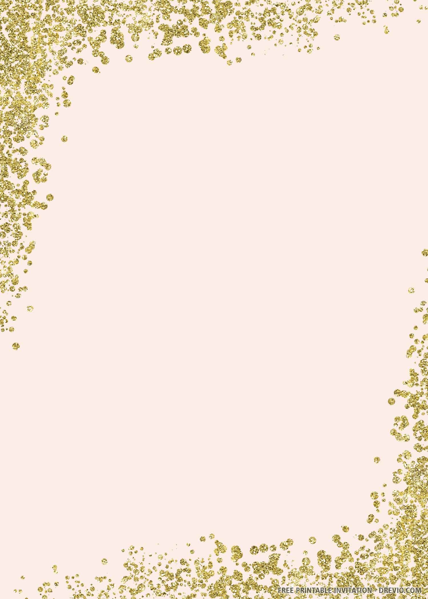  FREE PRINTABLE Pink And Gold Wedding Invitation Templates DREVIO