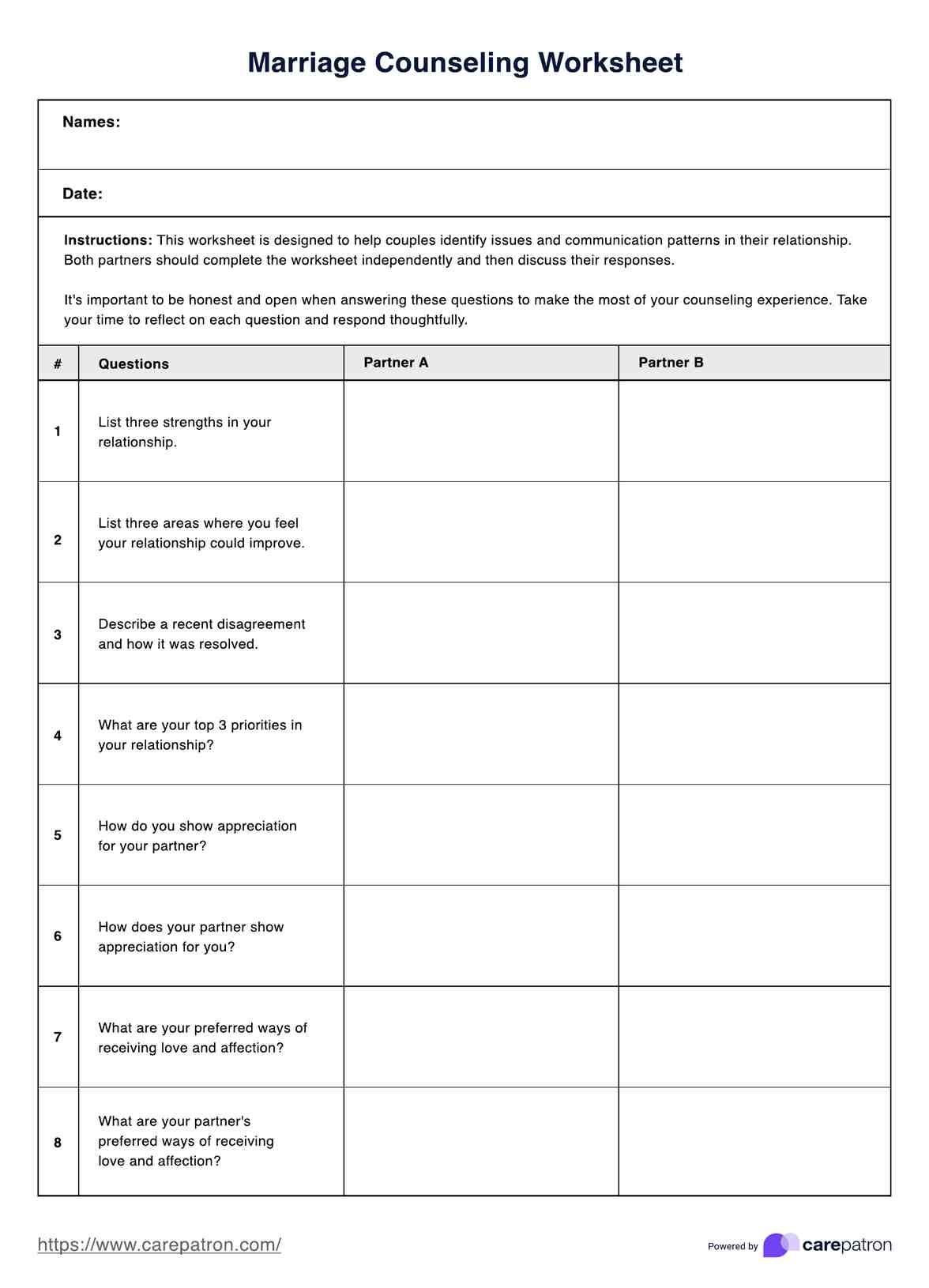 free printable pre marriage counseling worksheets