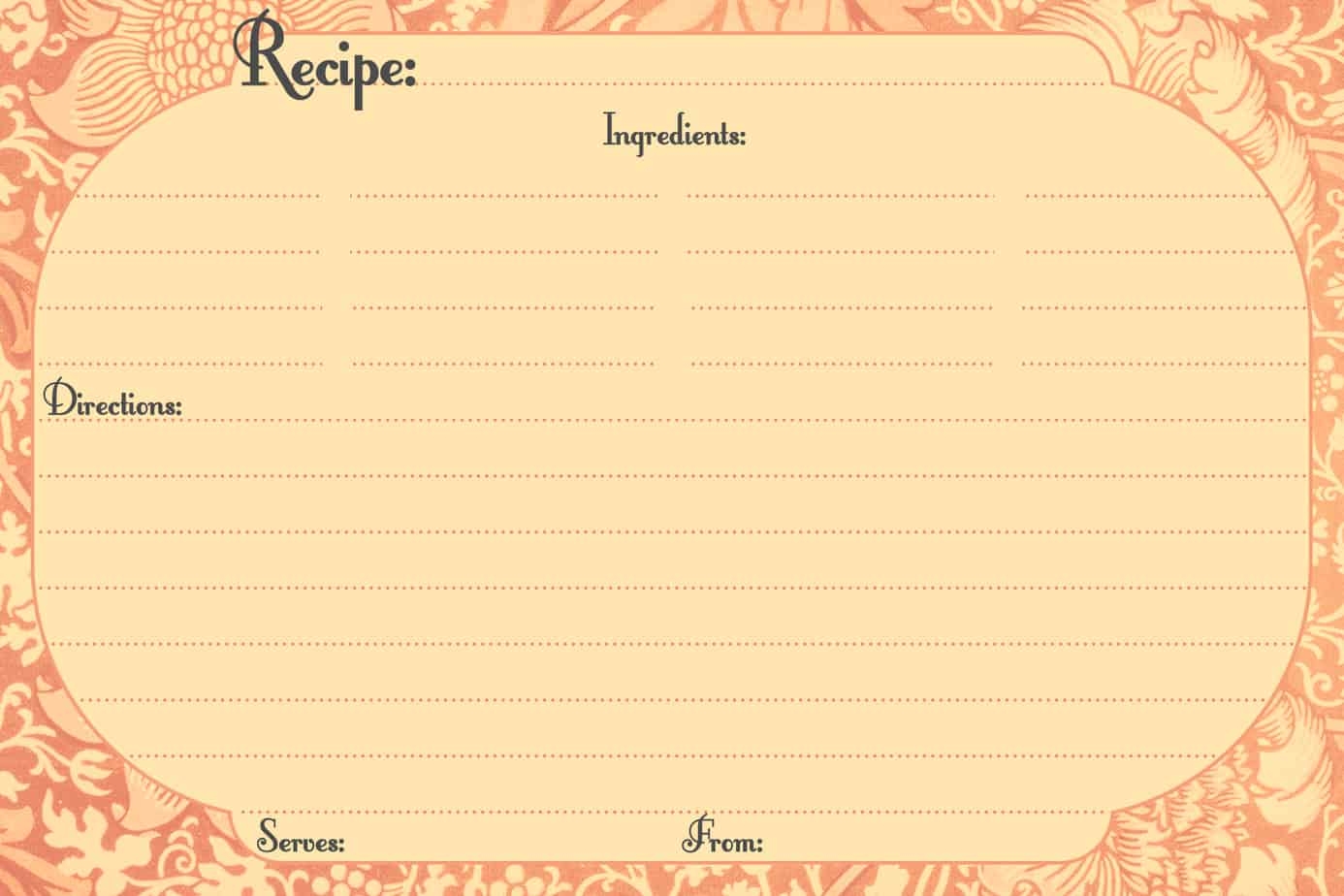 recipe template free printable