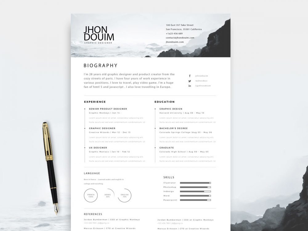 Free Printable Resume Template Photoshop In 2025 ResumeKraft