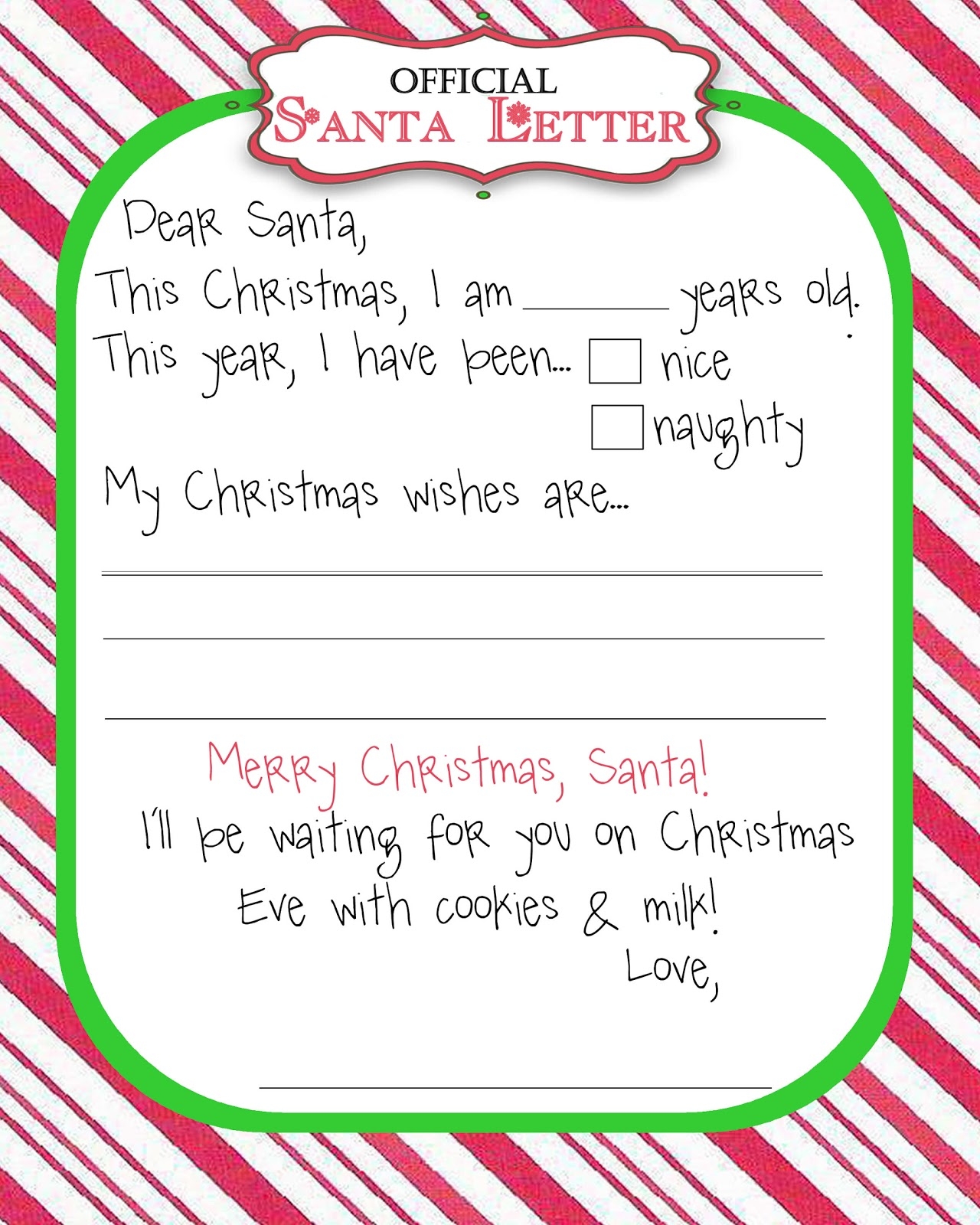 santa letter template free printable