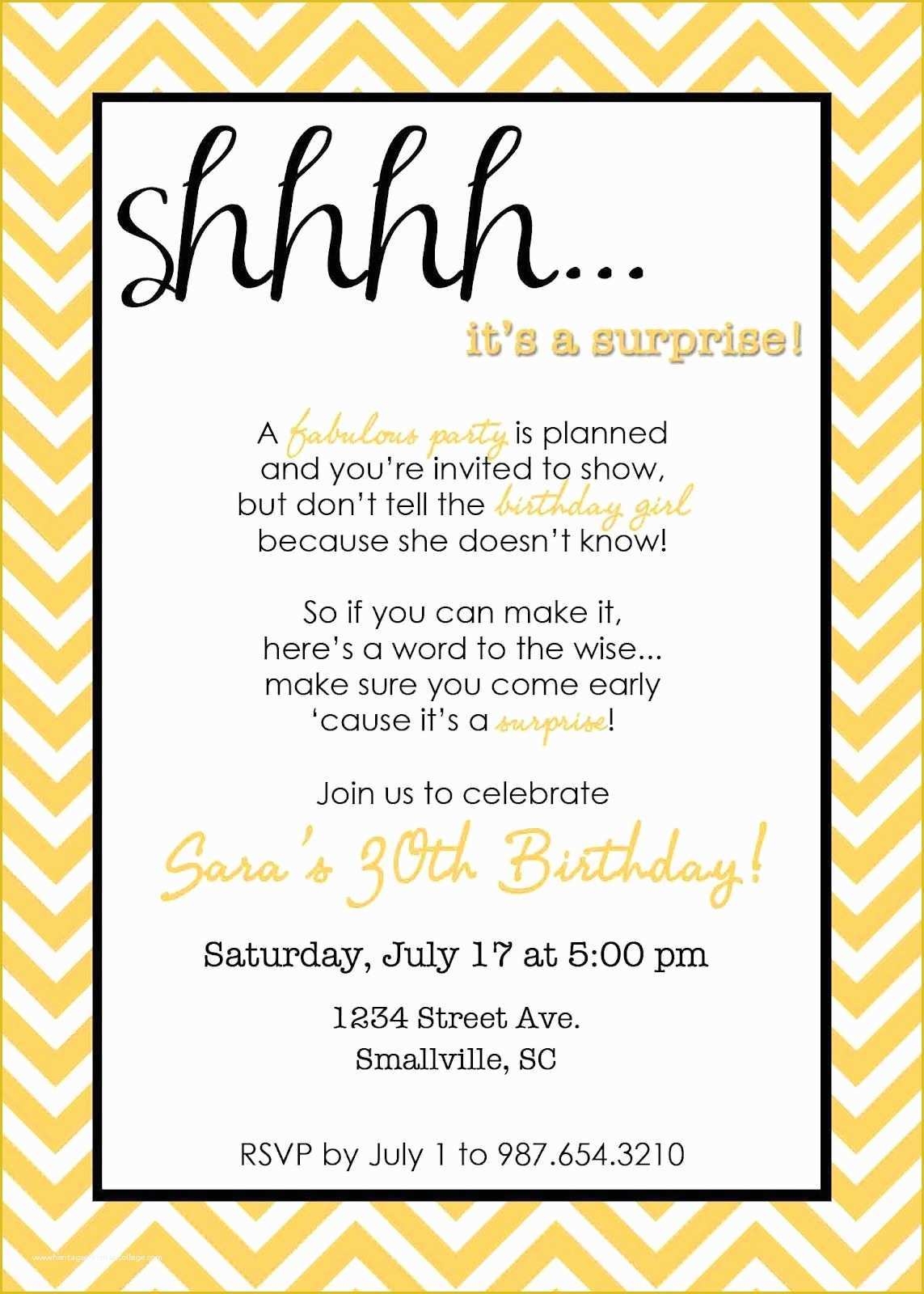 free surprise birthday party invitation templates