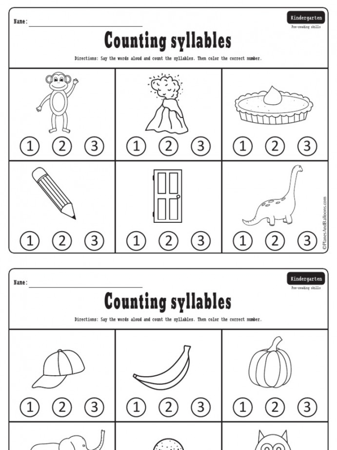 Free Printable Syllables Worksheet Pdf Kindergarten Printable PDF