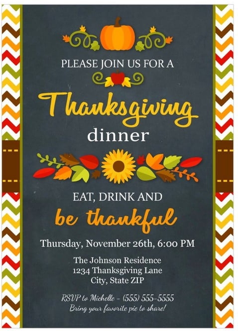 FREE Printable Thanksgiving Invitation Template DREVIO