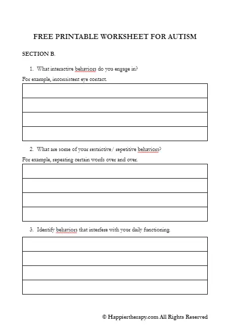 free printable activities for kids with autism