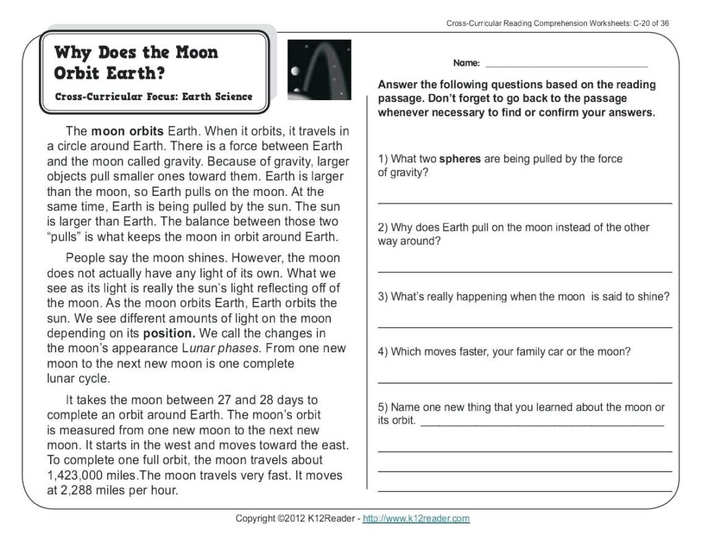 reading comprehension worksheets 5th grade
