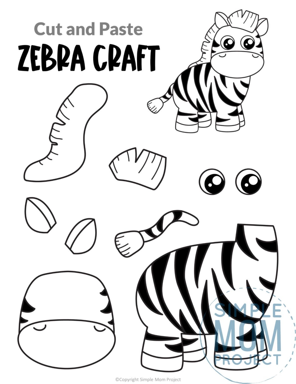 Free Printable Zebra Craft Template Zebra Craft Safari Crafts 