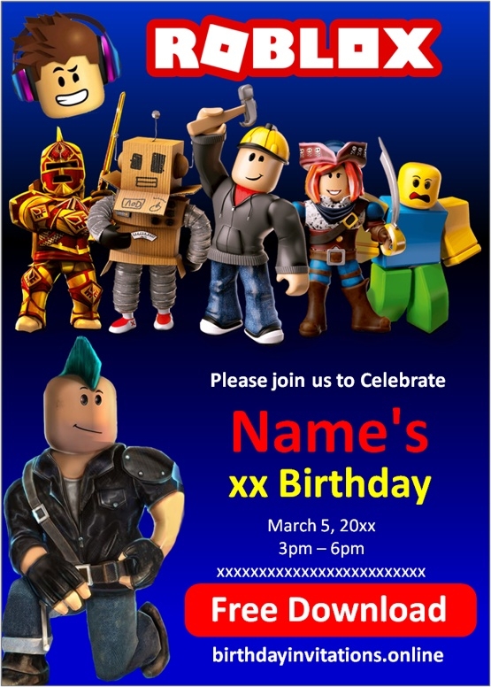roblox birthday invitation template