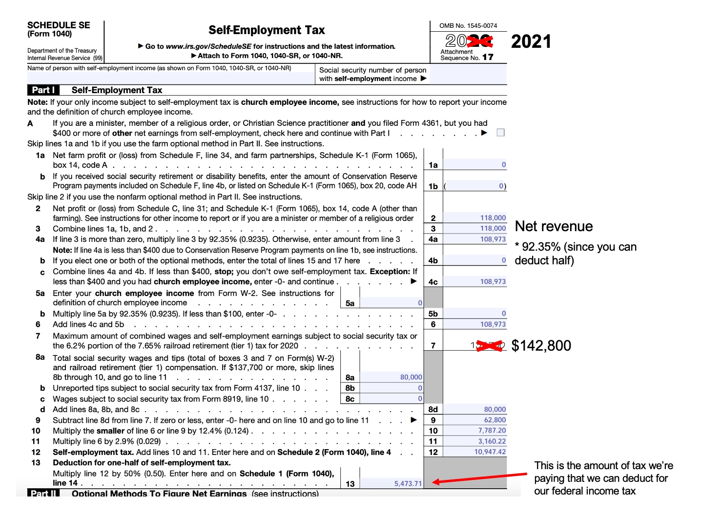 self employment tax and deduction worksheet