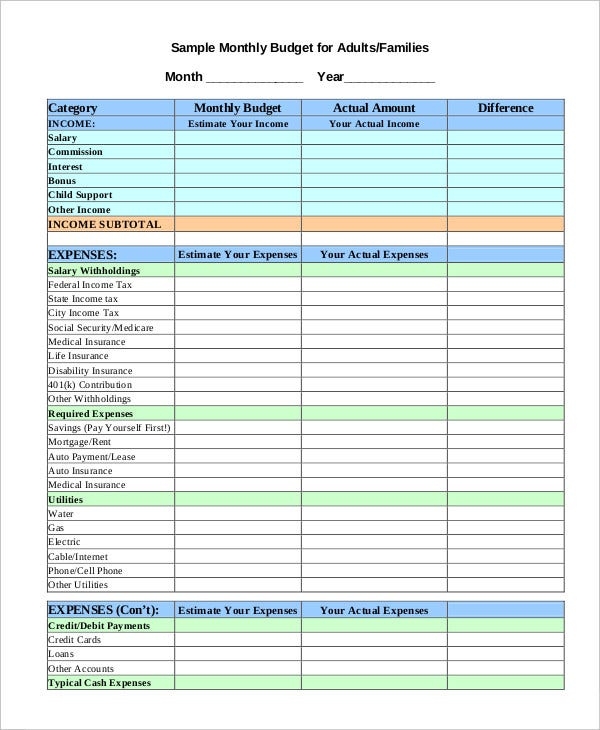 Free Simple Budget Worksheet Pdf Budgeting Worksheets