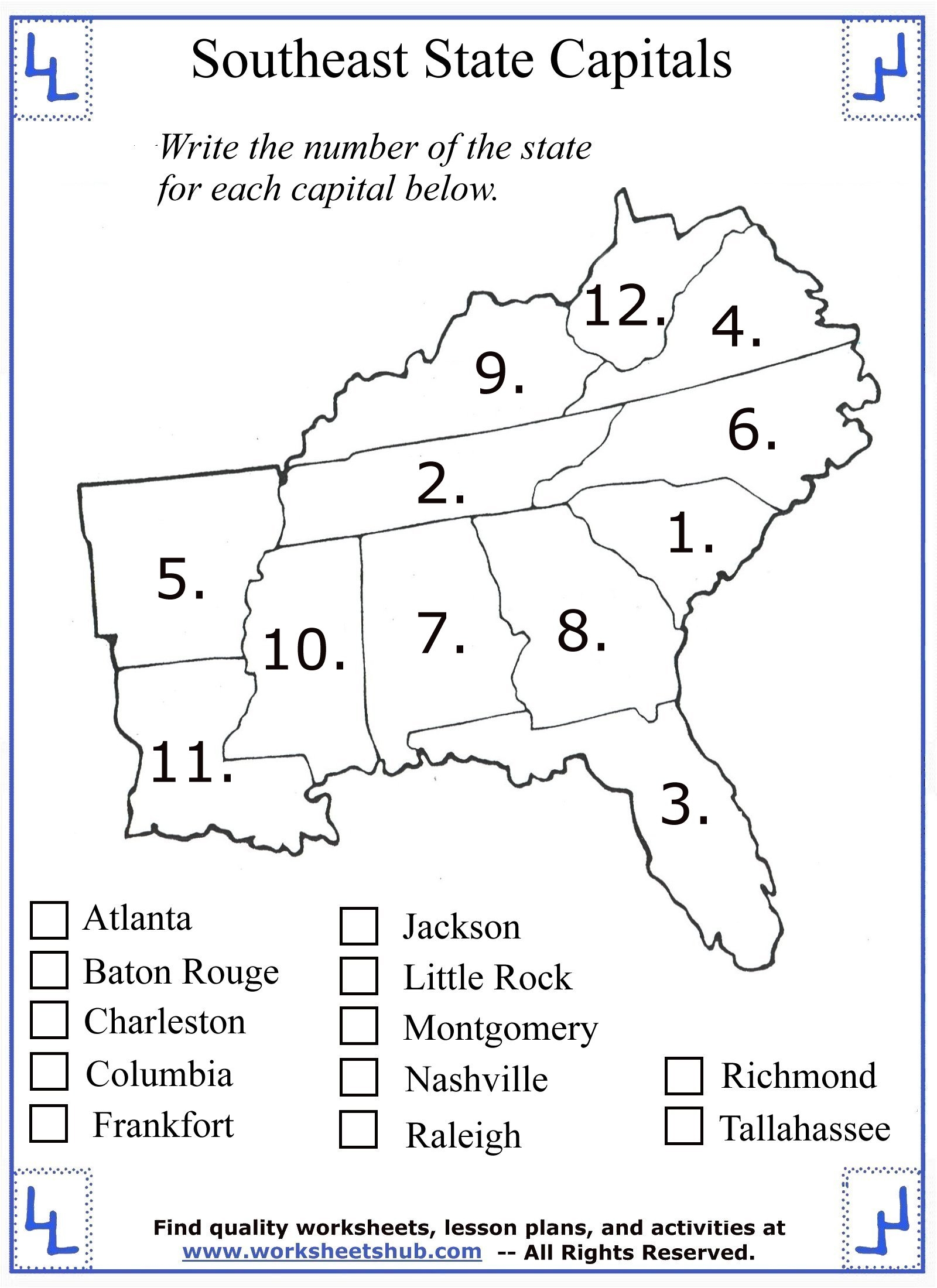 Free Social Studies Reproducibles Worksheets Student Handouts