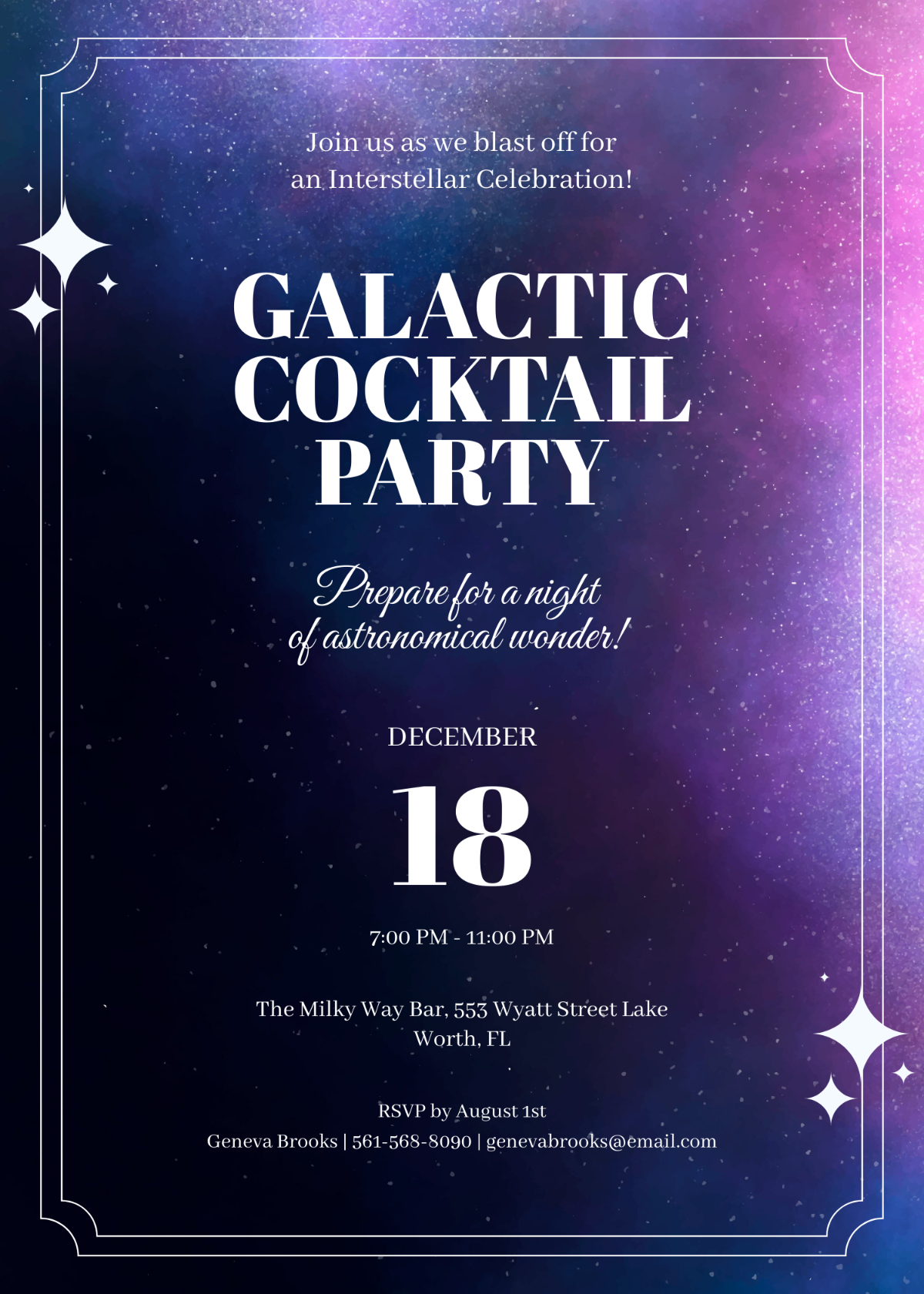 Free Space Themed Invitation Template To Edit Online