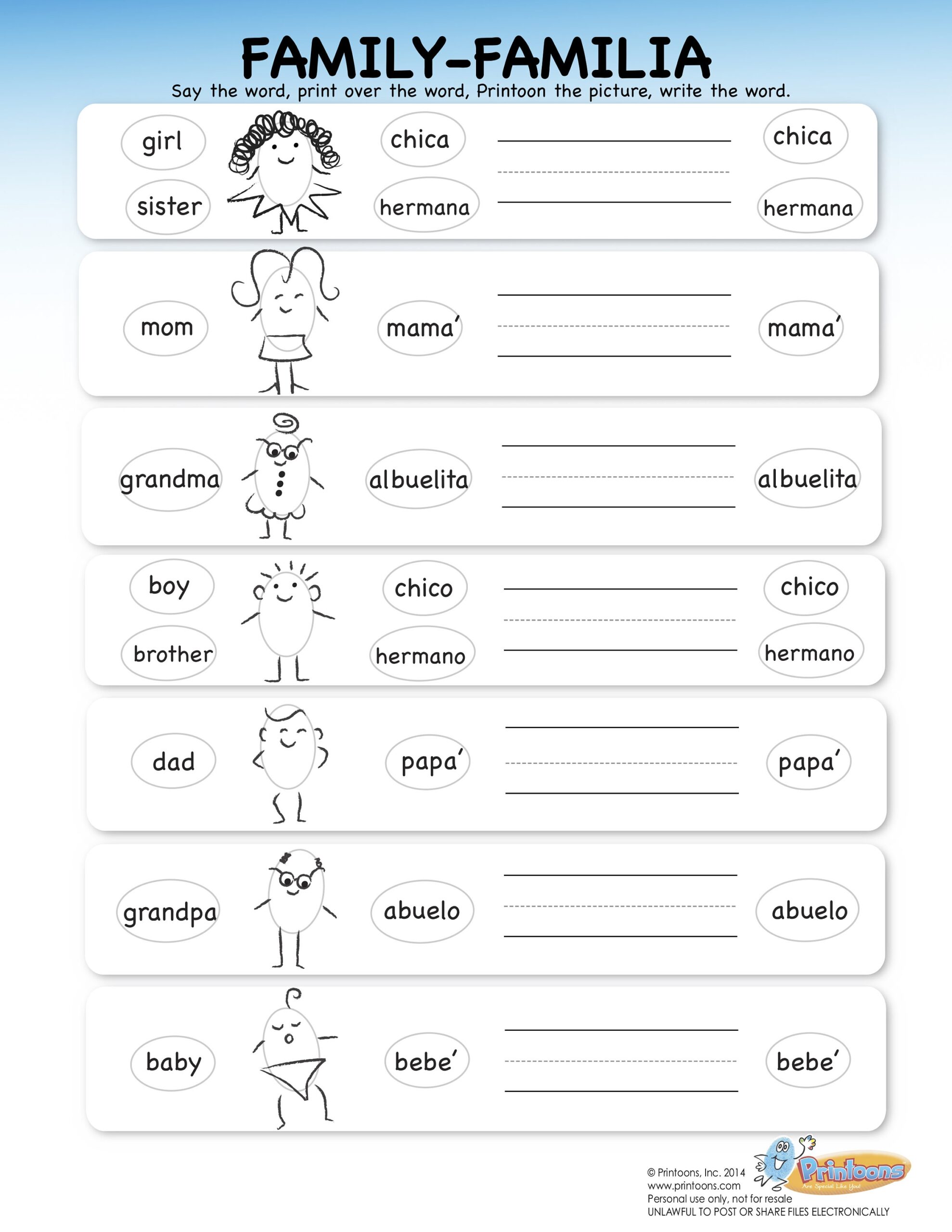 free spanish worksheets