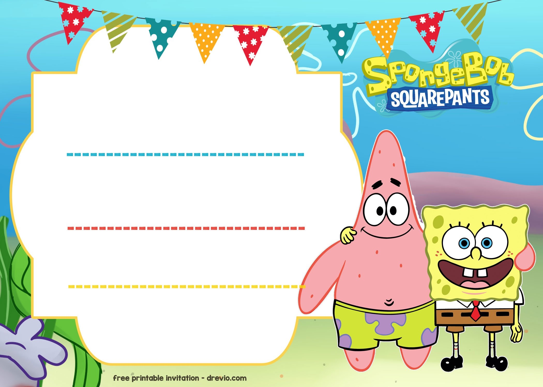 spongebob birthday invitation template