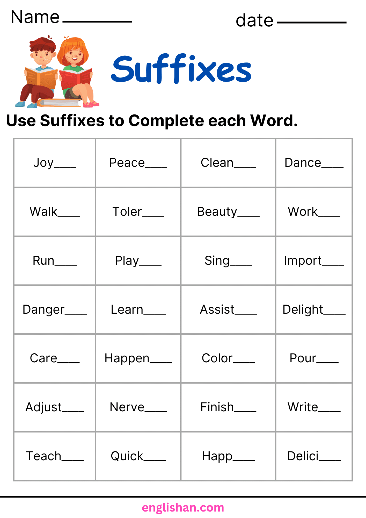 and suffix worksheets