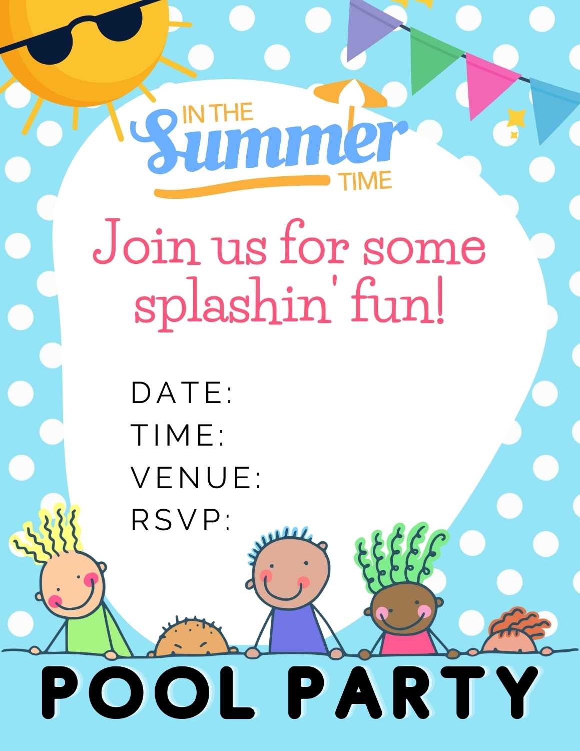 Free Summer Party Invitation Templates Free Kids Printables