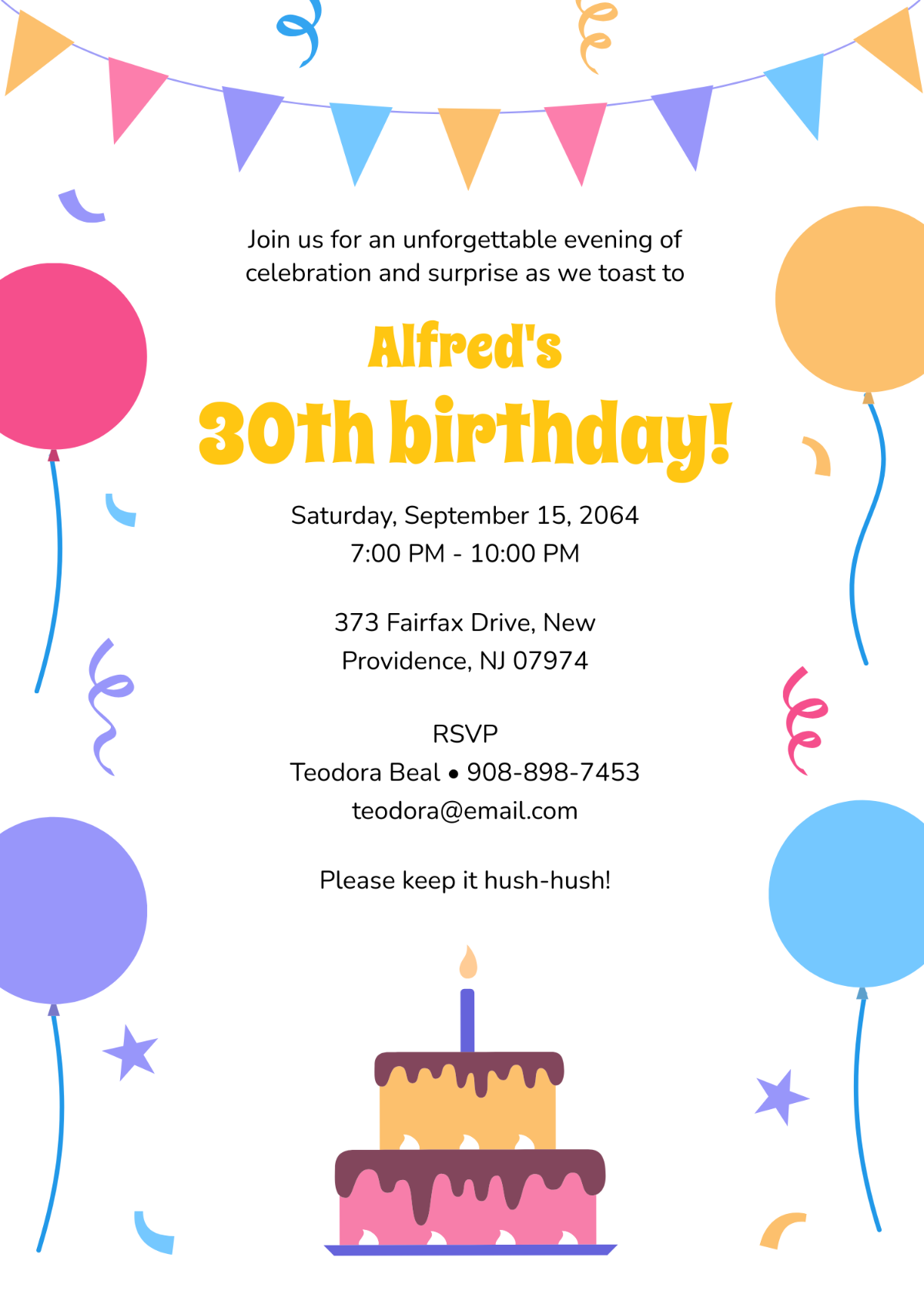 30th birthday party invitation template