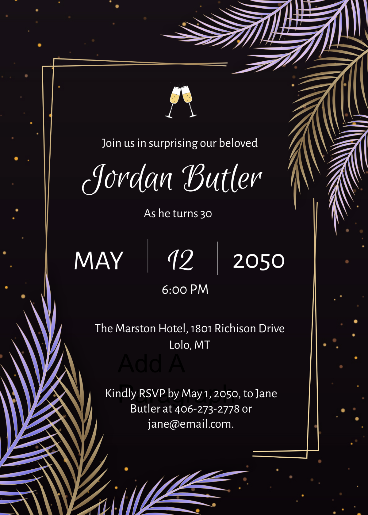 adult birthday party invitation template