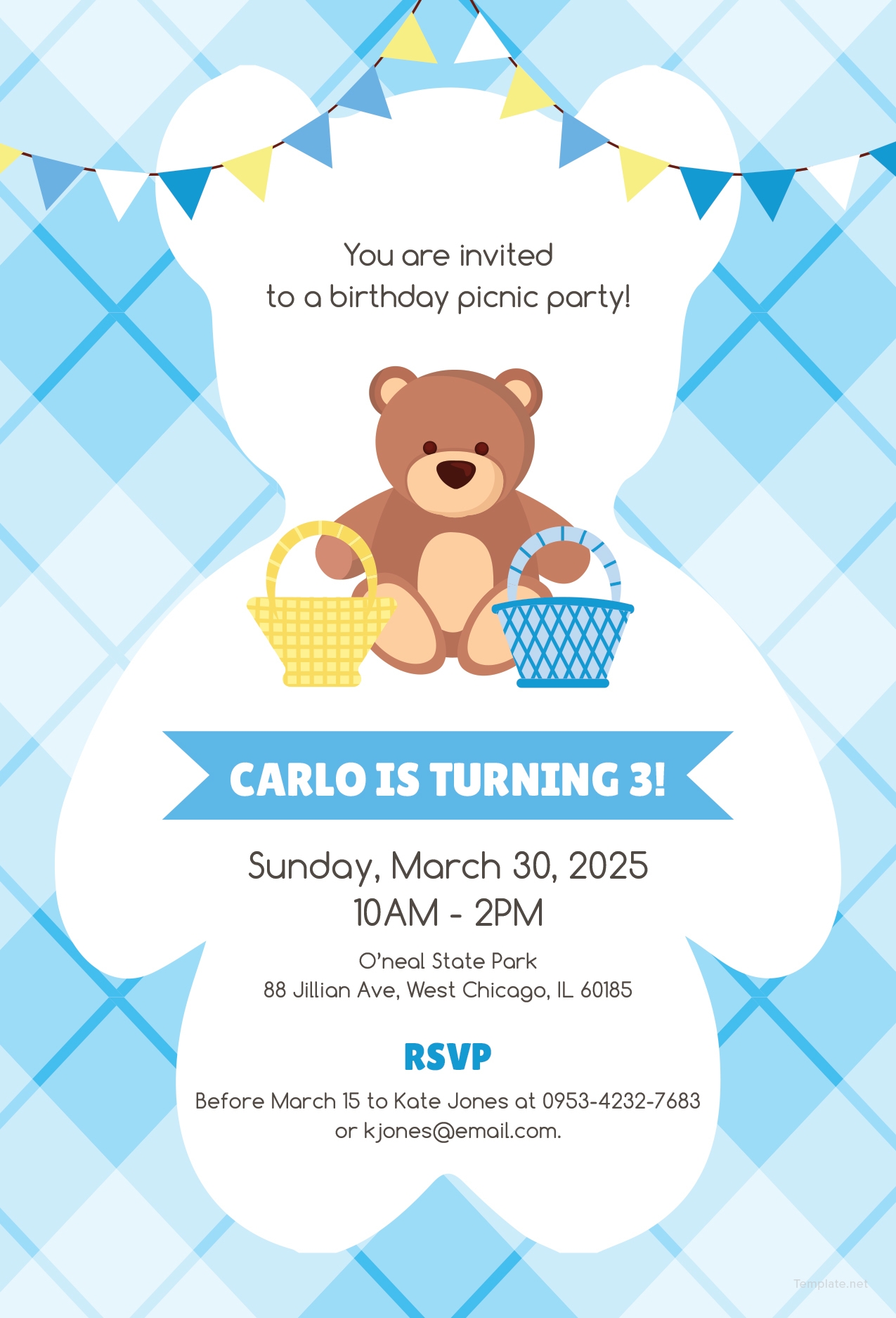 Free Teddy Bear Picnic Birthday Invitation Template In Adobe Photoshop
