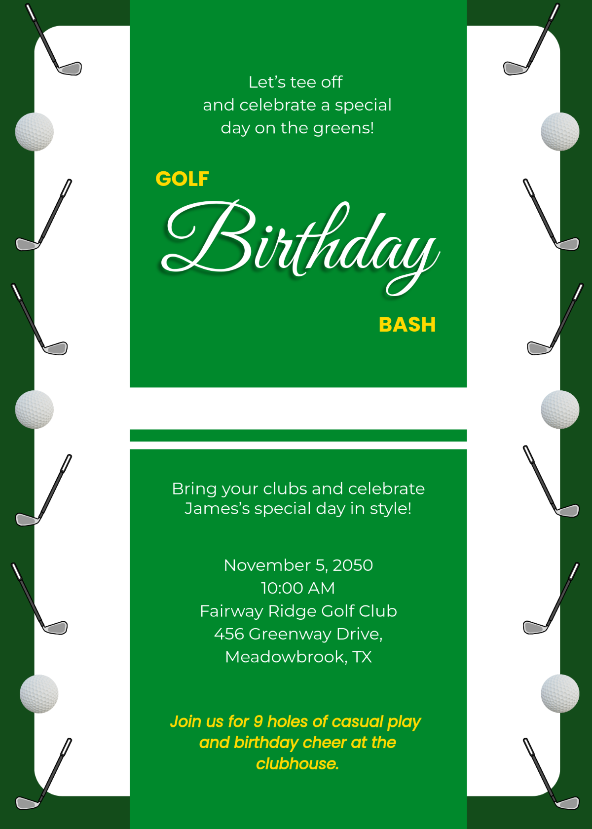Free Top Golf Invitation Template To Edit Online