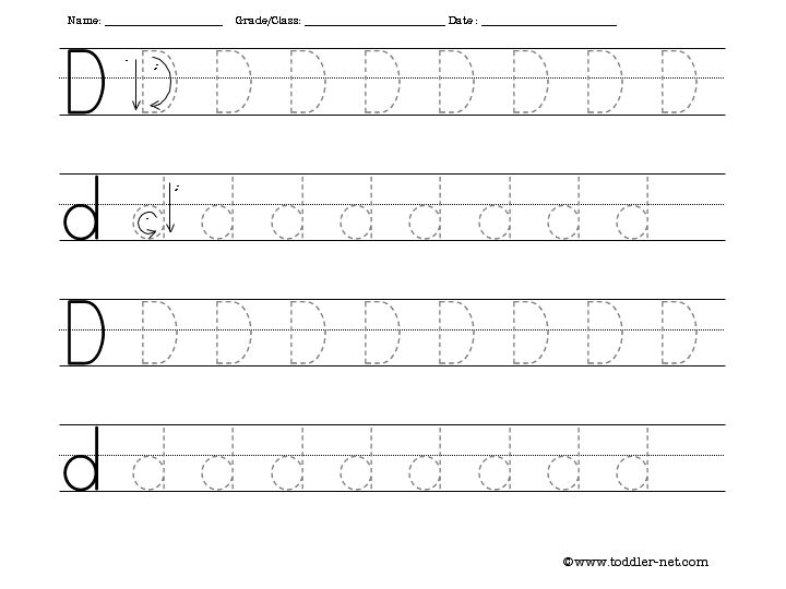 letter d tracing worksheets