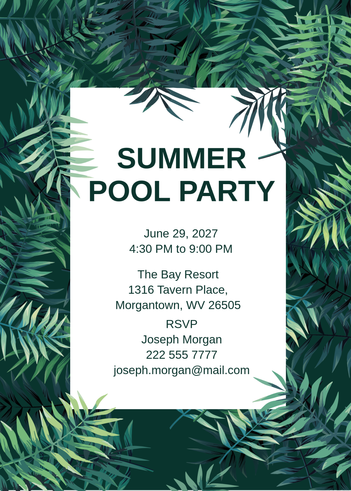 Free Tropical Leaves Invitation Template To Edit Online