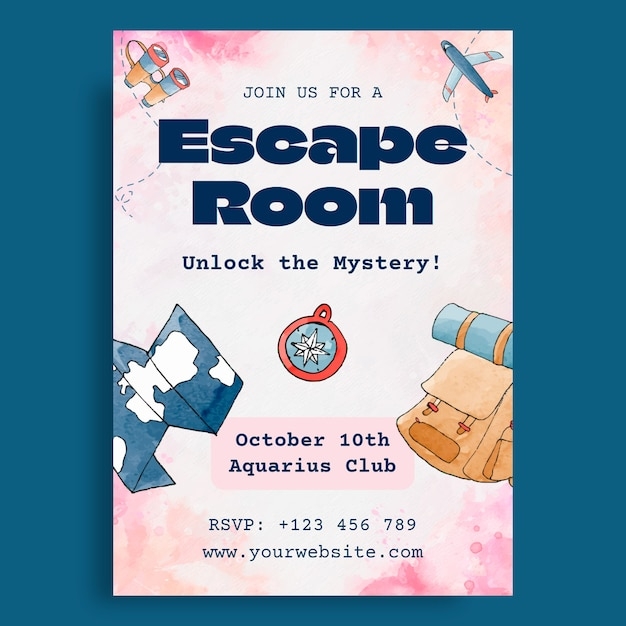 Free Vector Escape Room Invitation Template Design
