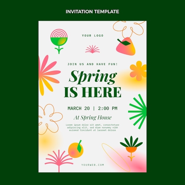 Free Vector Gradient Spring Invitation Template