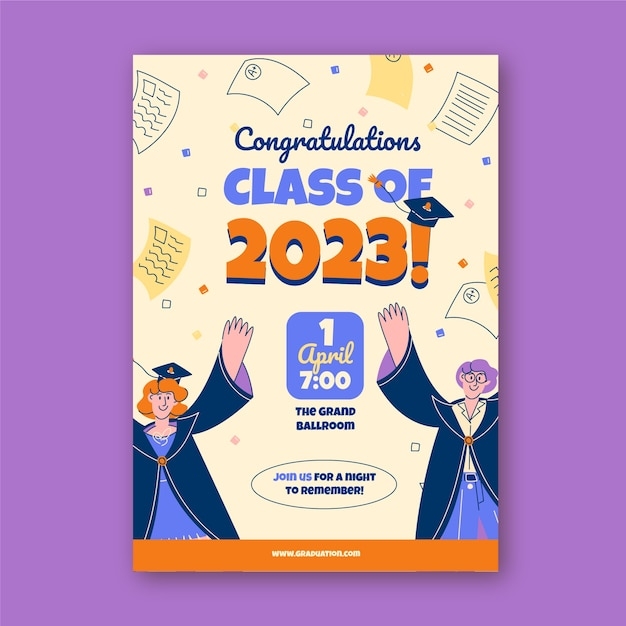 Free Vector Invitation Template For Class Of 2023 Graduation