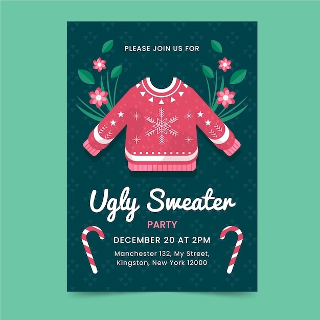 Free Vector Ugly Sweater Party Invitation Template