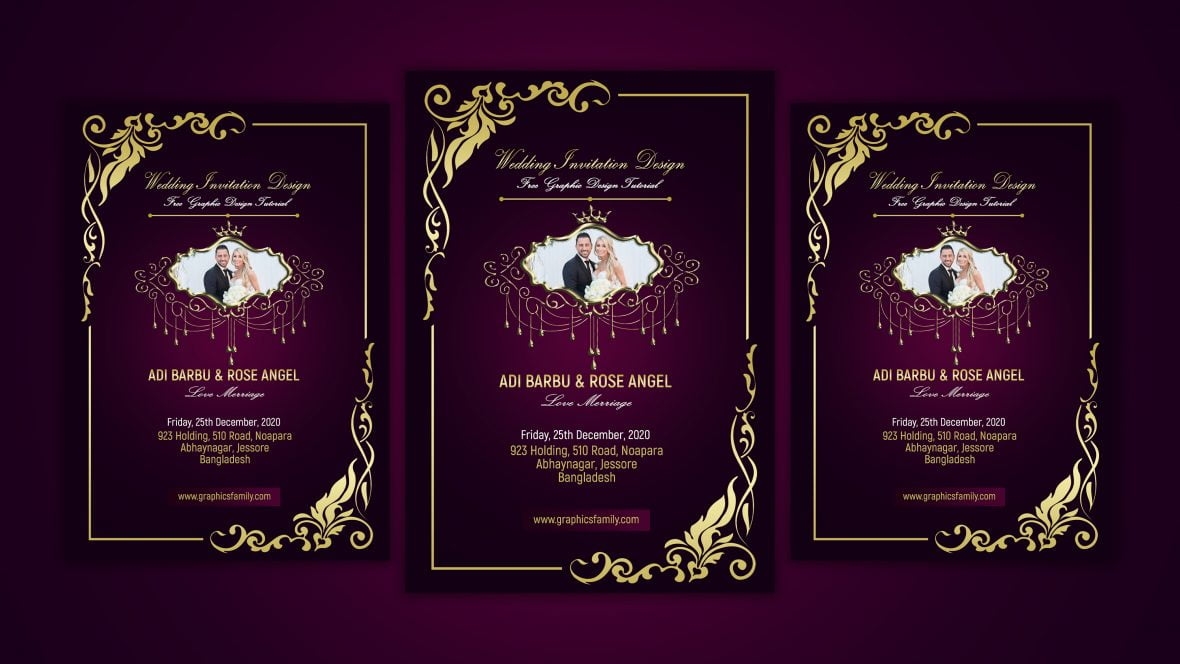 Free Wedding Invitation Card Template GraphicsFamily