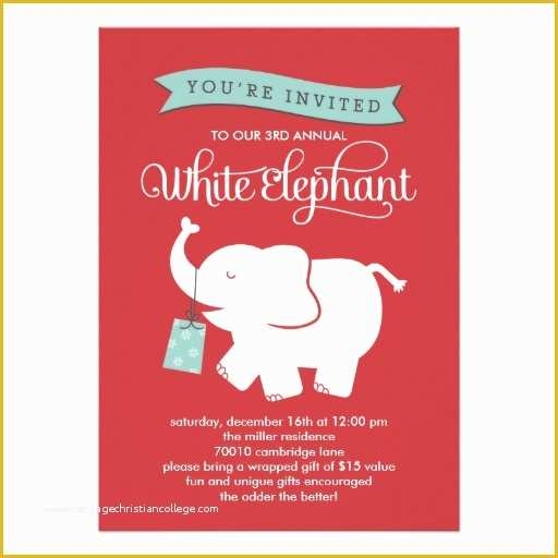Free White Elephant Party Invitation Template Of White Elephant Gift 