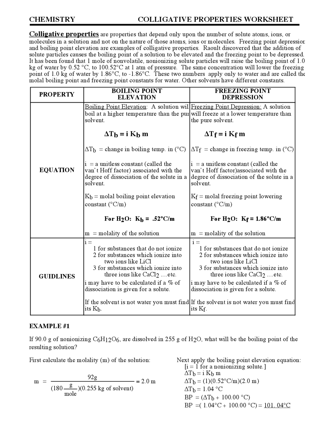 Freezing Point Depression Lesson Plans Worksheets Lesson Planet 