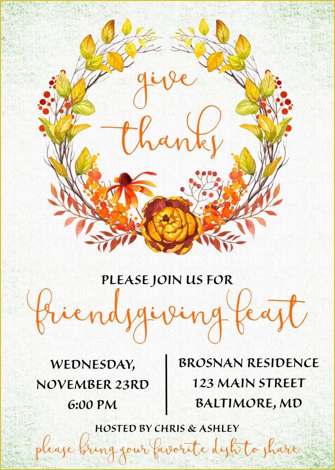free friendsgiving invitation template