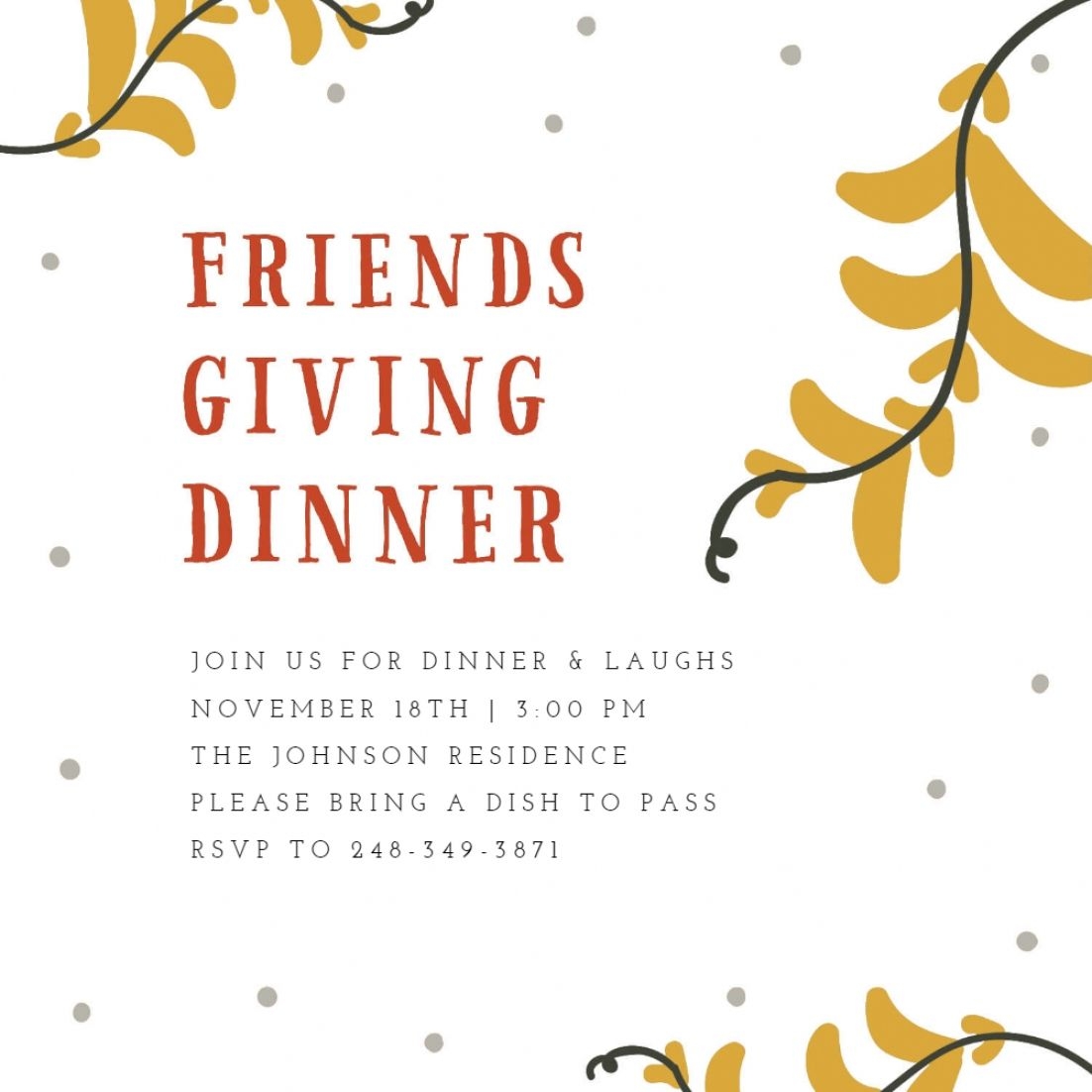 Friendsgiving Invitations Template Free Printable And Enjoyable Learning