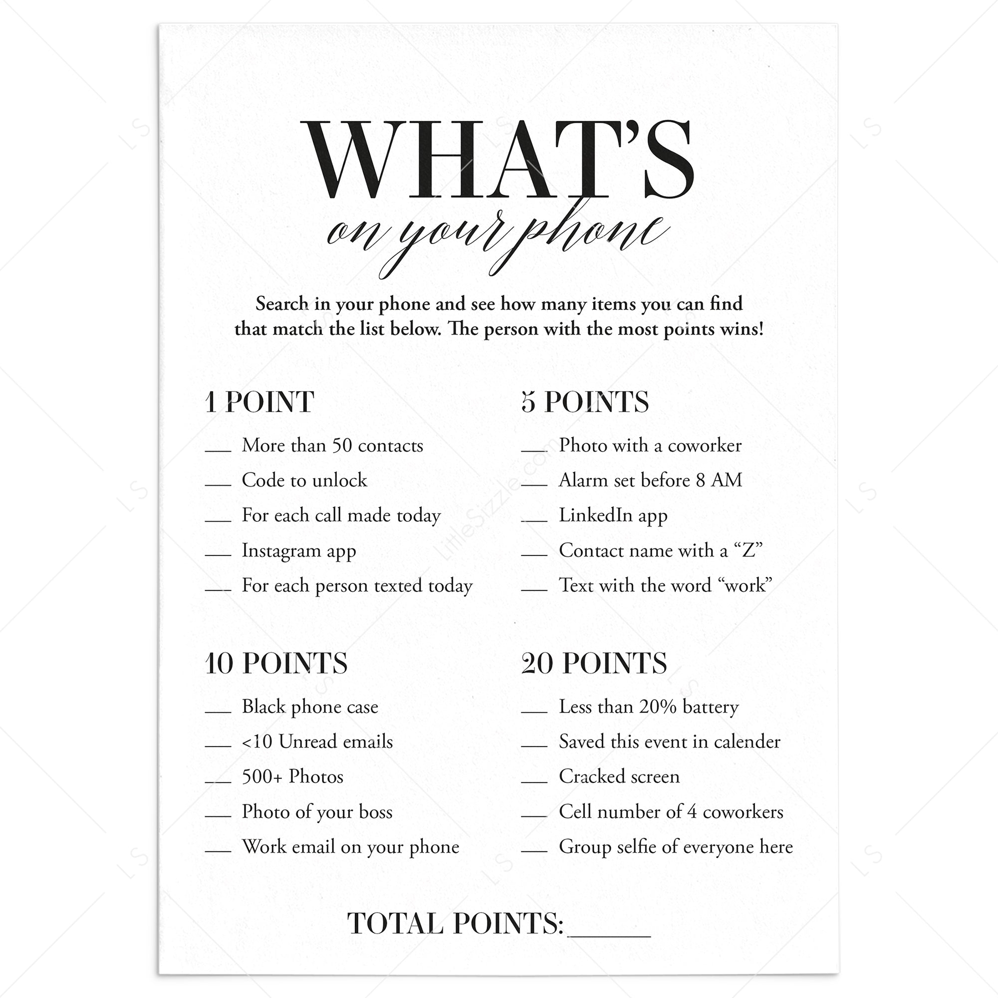 Fun Team Building Game Whats On Your Phone Printable Worksheets Library