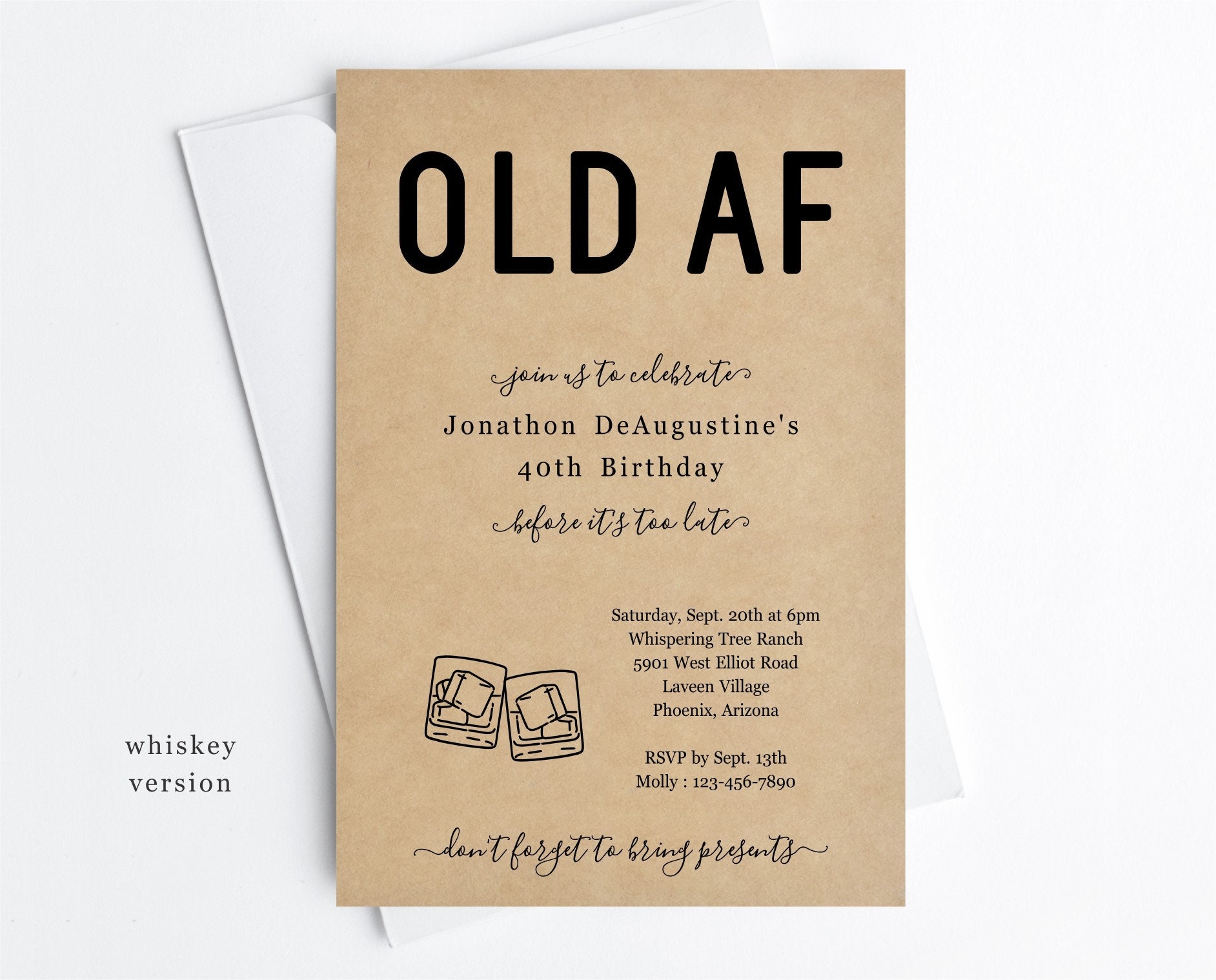 Funny Adult Birthday Invitation Template Printable OLD AF Party Invite