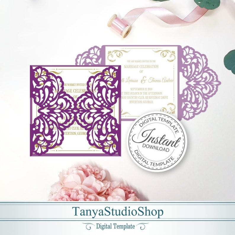 Gate fold 5 5 X 5 5 39 39 Invitation Template SVG Ai Etsy
