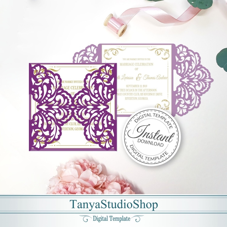 Gate fold 5 5 X 5 5 39 39 Invitation Template SVG Ai Etsy