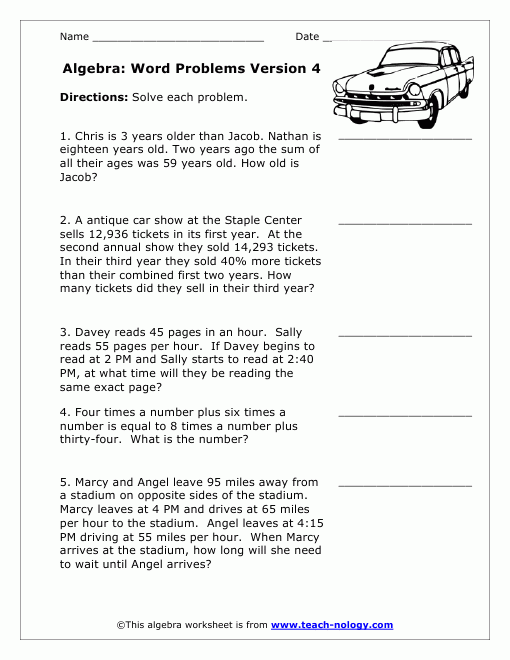math word problems worksheets