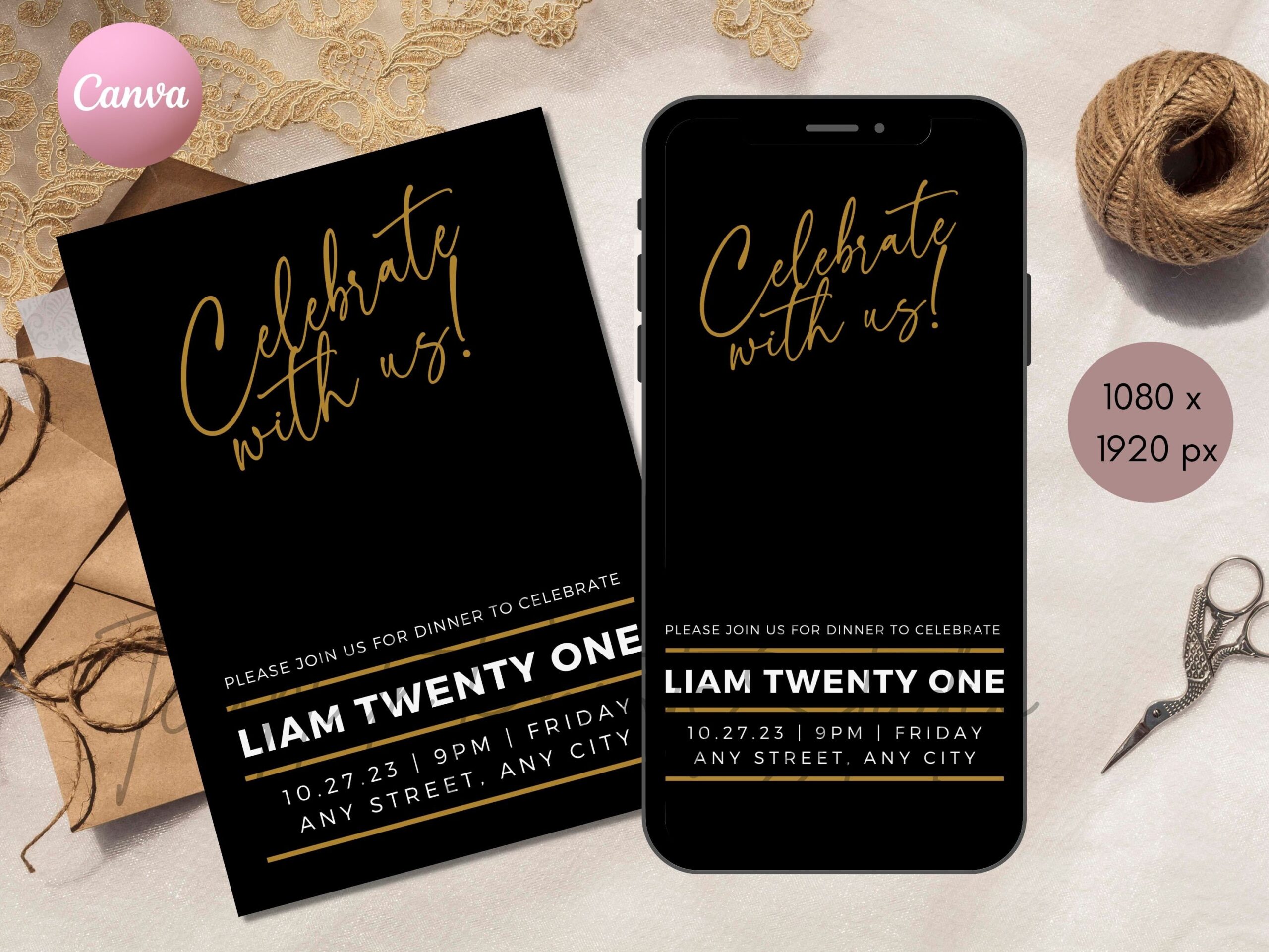 all black party invitation template free