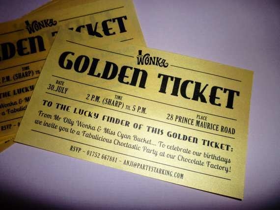 Golden Ticket Birthday Invitation Template Cards Design Templates