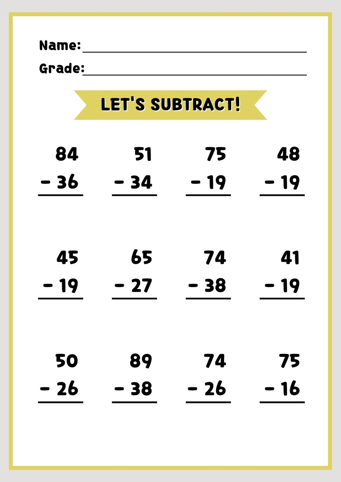 simple addition and subtraction worksheets