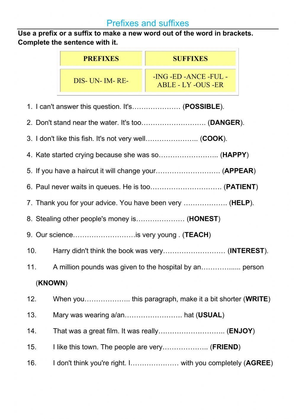 Grammar Suffixes Worksheets 99Worksheets Worksheets Library