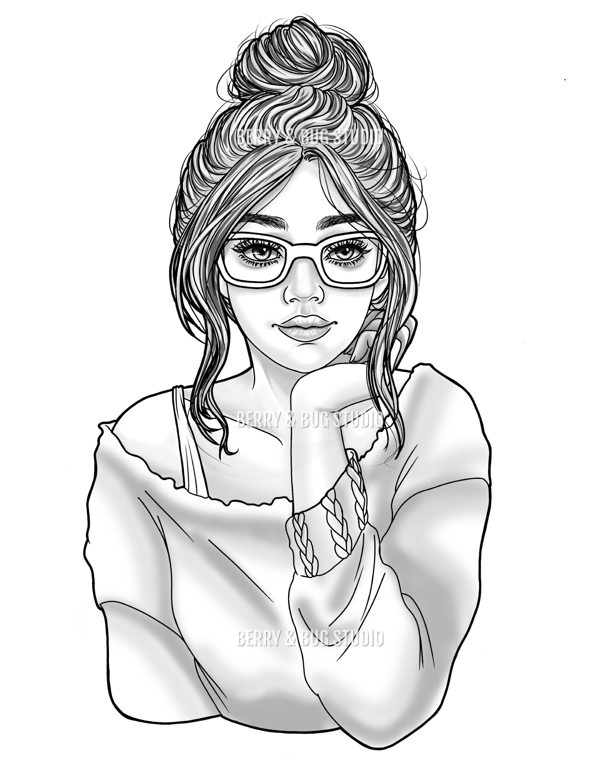 Grayscale Coloring Page Instant Download Coloring Page Adult Coloring 