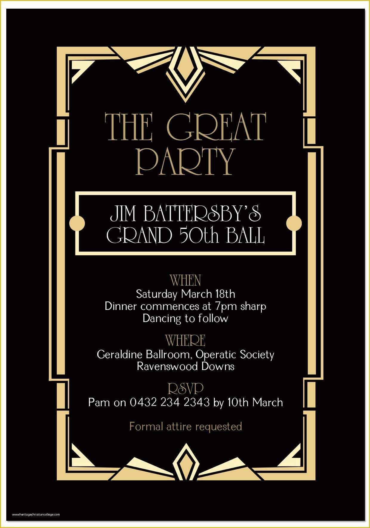 Great Gatsby Invitation Template Free Download Of Great Gatsby 