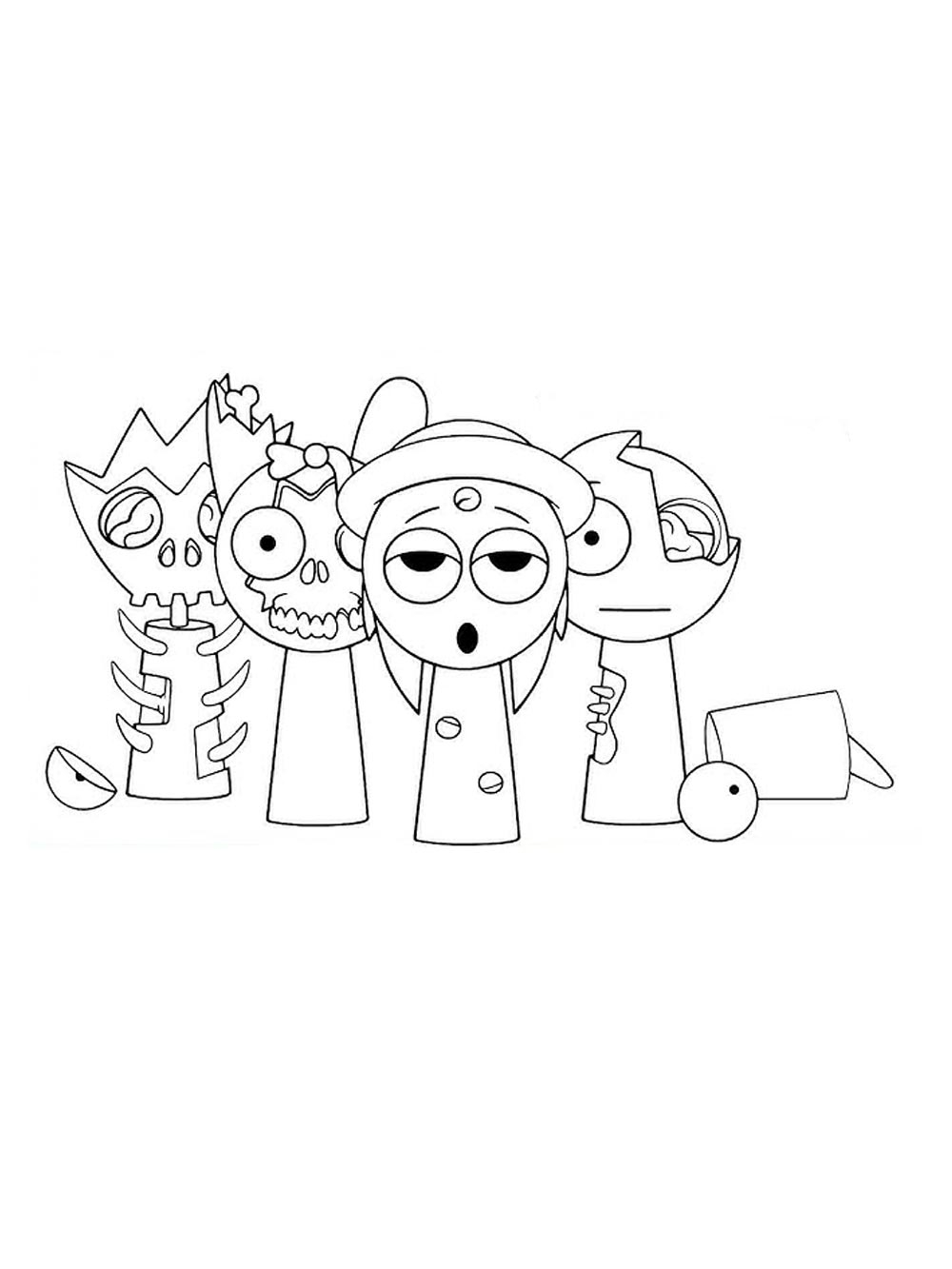 Green Incredibox Sprunki Coloring Page